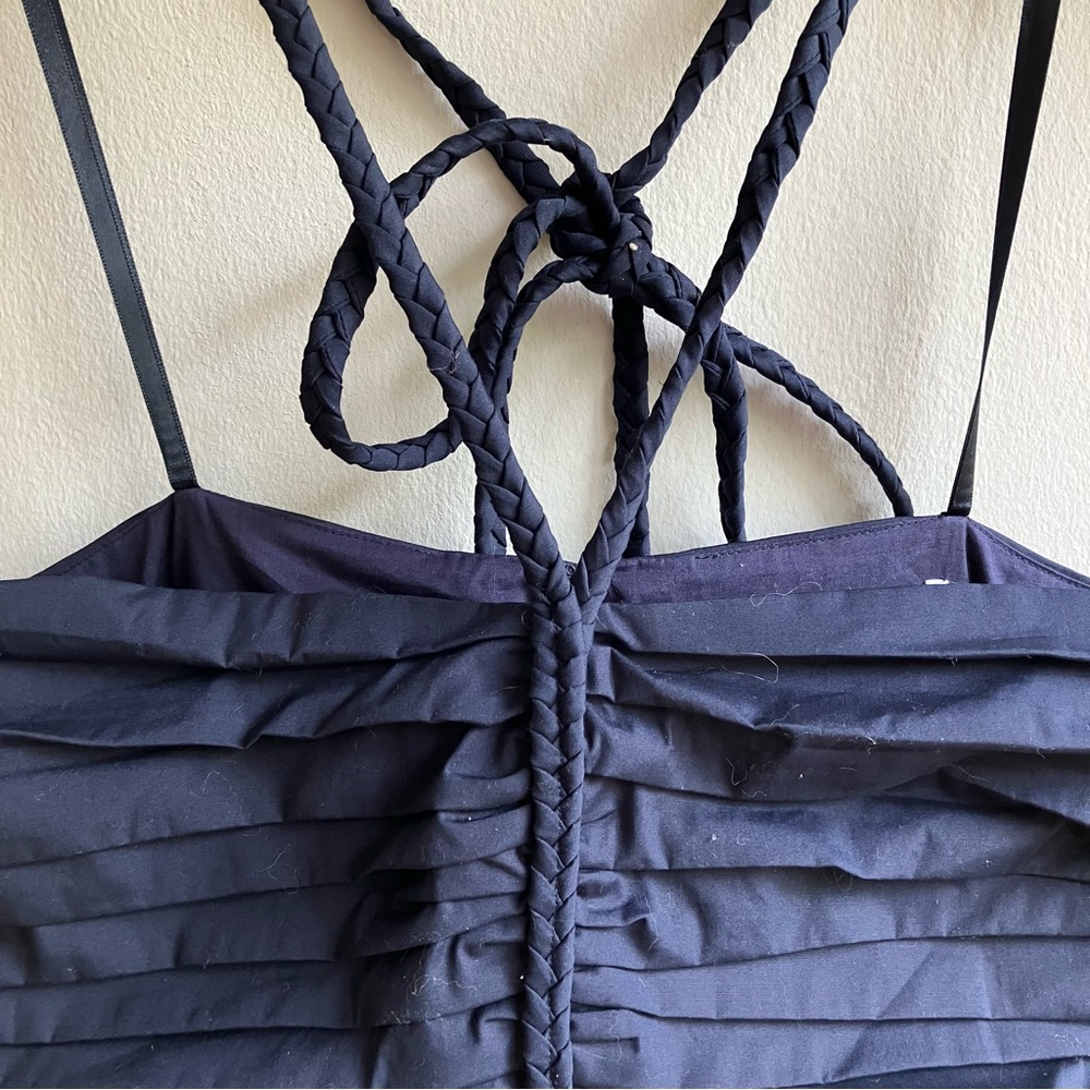 Veronica Beard Arienne Ruched Top Size 10 Cotton Halter Braided Resort Blouse - Picture 7 of 12
